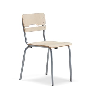 Classroom chair SCIENTIA, wide seat, H 460 mm, silver/birch