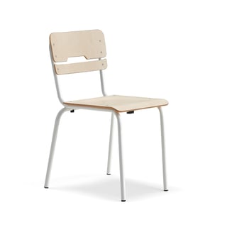 Classroom chair SCIENTIA, wide seat, H 460 mm, white/birch