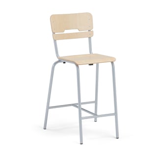 Classroom chair SCIENTIA, H 650 mm, silver/birch
