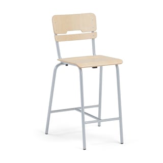 Classroom chair SCIENTIA, wide seat, H 650 mm, silver/birch