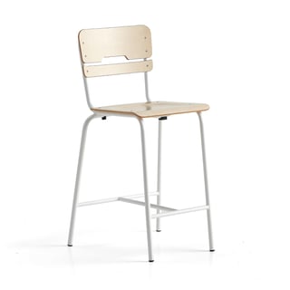 Classroom chair SCIENTIA, wide seat, H 650 mm, white/birch