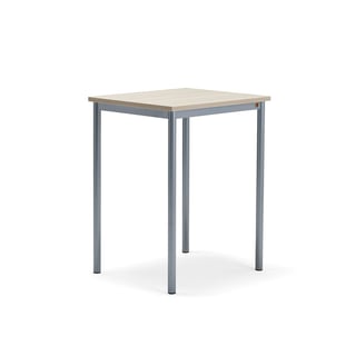 Stůl SONITUS PLUS, 700x600x900 mm, stříbrné nohy, HPL deska tlumící hluk, jasan