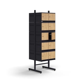 Shoe cabinet ENTRY, basic floor unit, 20 wooden doors, 1800x600x600 mm, anthracite/oak