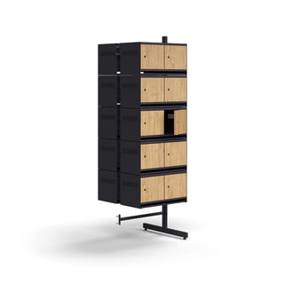 Shoe cabinet ENTRY, add-on floor unit, 20 wooden doors, 1800x600x600 mm, anthracite/oak