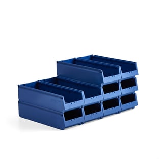 Multifunktionel opbevaringskasse AJ 9000, serie 9070, 600x230x150 mm, 10-pak, blå