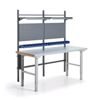 SOLID  komplet radnog stola, uključene ploče za alat + police, 2000 x 800 mm, metalna ploča
