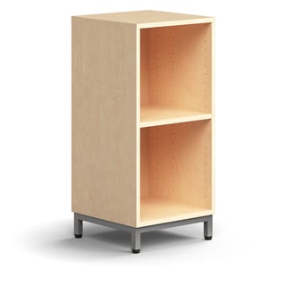 Bookcase QBUS, 1 shelf, leg frame, 868x400x400 mm, silver, birch