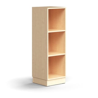 Bookcase QBUS, 2 shelves, base frame, 1252x400x400 mm, birch