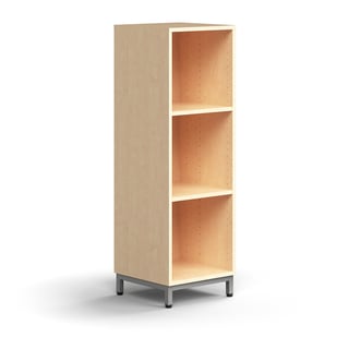 Bookcase QBUS, 2 shelves, leg frame, 1252x400x400 mm, silver, birch