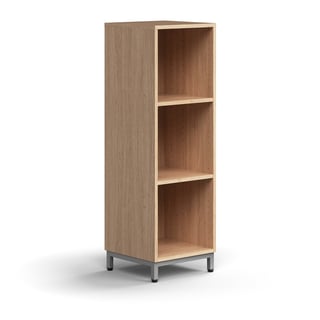 Bookcase QBUS, 2 shelves, leg frame, 1252x400x400 mm, silver, oak