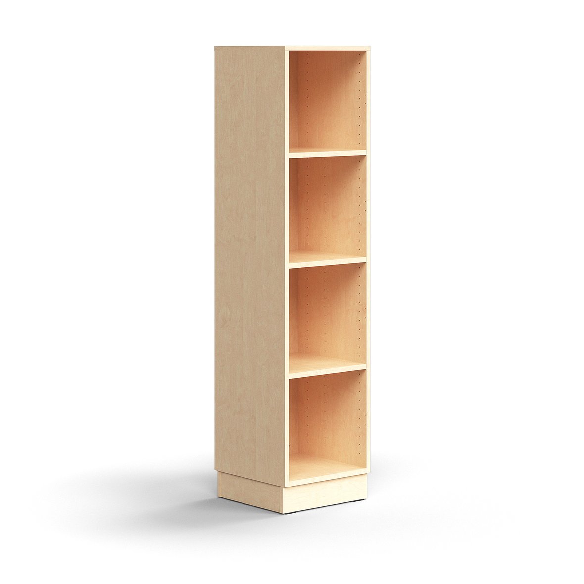 Bookcase QBUS, 3 shelves, base frame, 1636x400x400 mm, birch AJ Products