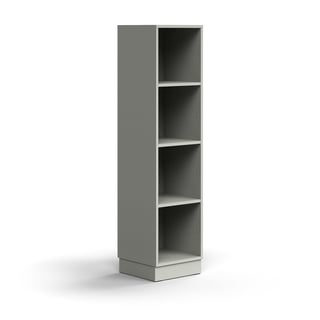 Bookcase QBUS, 3 shelves, base frame, 1636x400x400 mm, light grey