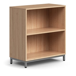 Bookcase QBUS, 1 shelf, leg frame, 868x800x400 mm, silver, oak
