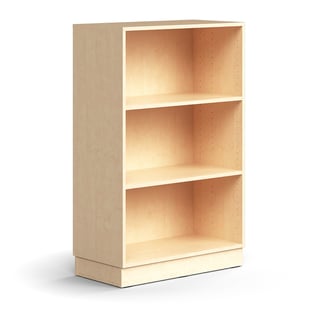 Bookcase QBUS, 2 shelves, base frame, 1252x800x400 mm, birch