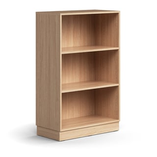 Bookcase QBUS, 2 shelves, base frame, 1252x800x400 mm, oak