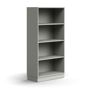 Bookcase QBUS, 3 shelves, base frame, 1636x800x400 mm, light grey