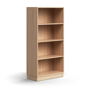 Bookcase QBUS, 3 shelves, base frame, 1636x800x400 mm, oak