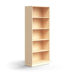 Bookcase QBUS, 4 shelves, base frame, 2020x800x400 mm, birch