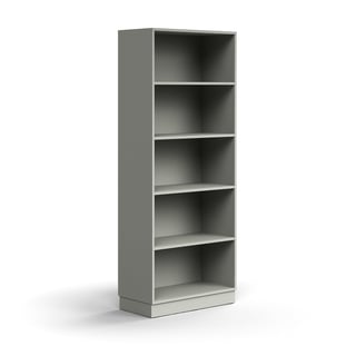 Bookcase QBUS, 4 shelves, base frame, 2020x800x400 mm, light grey