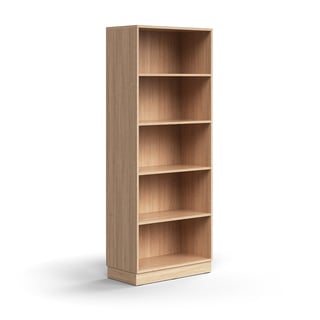 Bookcase QBUS, 4 shelves, base frame, 2020x800x400 mm, oak