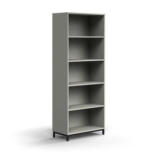 Bookcase QBUS, 4 shelves, leg frame, 2020x800x400 mm, black, light grey