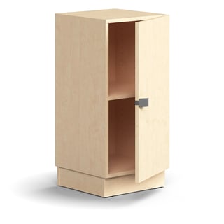 Cabinet QBUS, 1 shelf, base frame, handle, 868x400x420 mm, birch