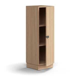 Cabinet QBUS, 2 shelves, base frame, handle, 1252x400x420 mm, oak