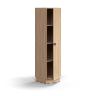 Cabinet QBUS, 3 shelves, base frame, handle, 1636x400x420 mm, oak