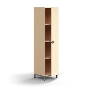 Cabinet QBUS, 3 shelves, leg frame, handle, 1636x400x420 mm, silver, birch