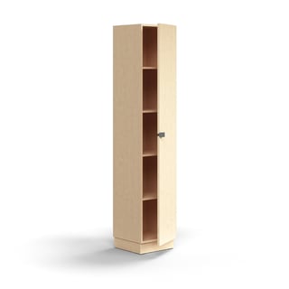 Cabinet QBUS, 4 shelves, base frame, handle, 2020x400x420 mm, birch