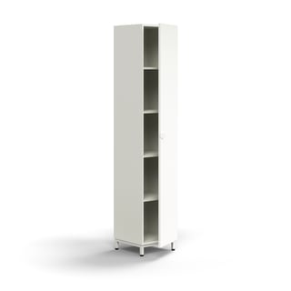 Cabinet QBUS, 4 shelves, leg frame, handle, 2020x400x420 mm, white
