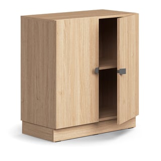 Cabinet QBUS, 1 shelf, base frame, handles, 868x800x420 mm, oak