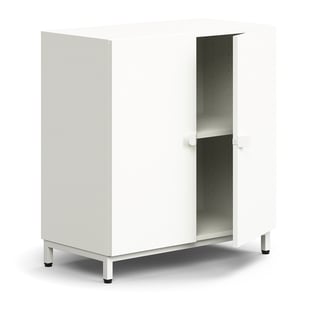 Cabinet QBUS, 1 shelf, leg frame, handles, 868x800x420 mm, white