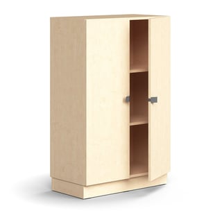 Cabinet QBUS, 2 shelves, base frame, handles, 1252x800x420 mm, birch