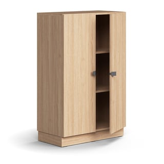 Cabinet QBUS, 2 shelves, base frame, handles, 1252x800x420 mm, oak