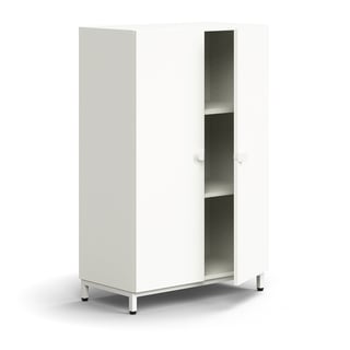 Cabinet QBUS, 2 shelves, leg frame, handles, 1252x800x420 mm, white