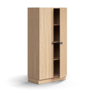 Cabinet QBUS, 3 shelves, base frame, handles, 1636x800x420 mm, oak