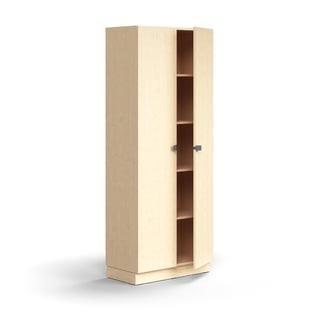 Cabinet QBUS, 4 shelves, base frame, handles, 2020x800x420 mm, birch