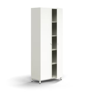 Cabinet QBUS, 4 shelves, leg frame, handles, 2020x800x420 mm, white