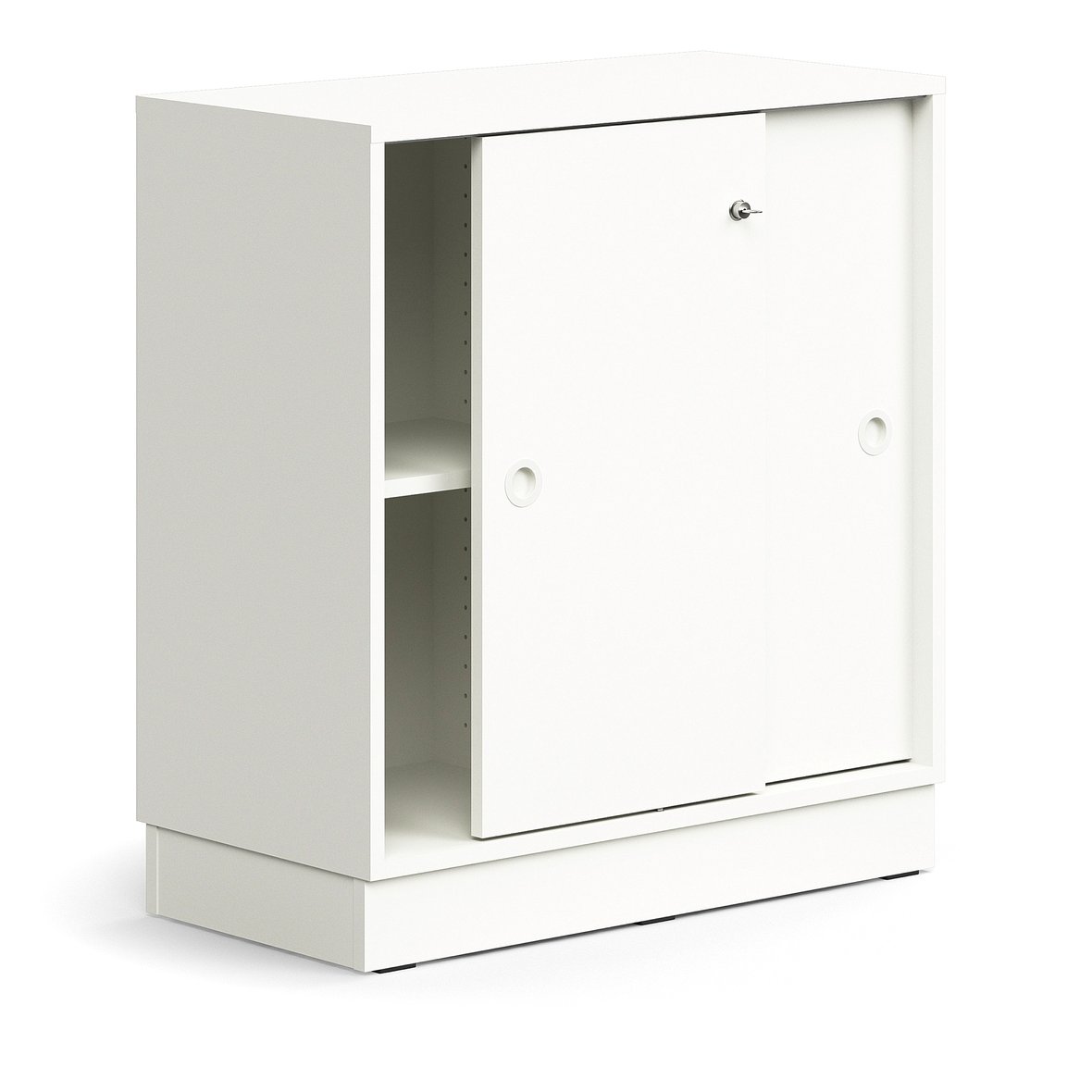 Lockable sliding door QBUS, 1 shelf, base frame, handles