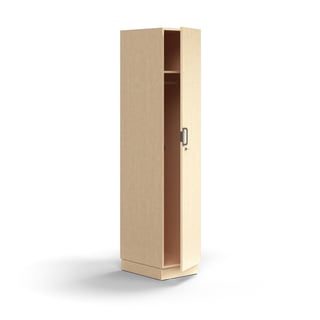 Lockable wardrobe QBUS, with clothes rail, base frame, 2020x400x570 mm, birch