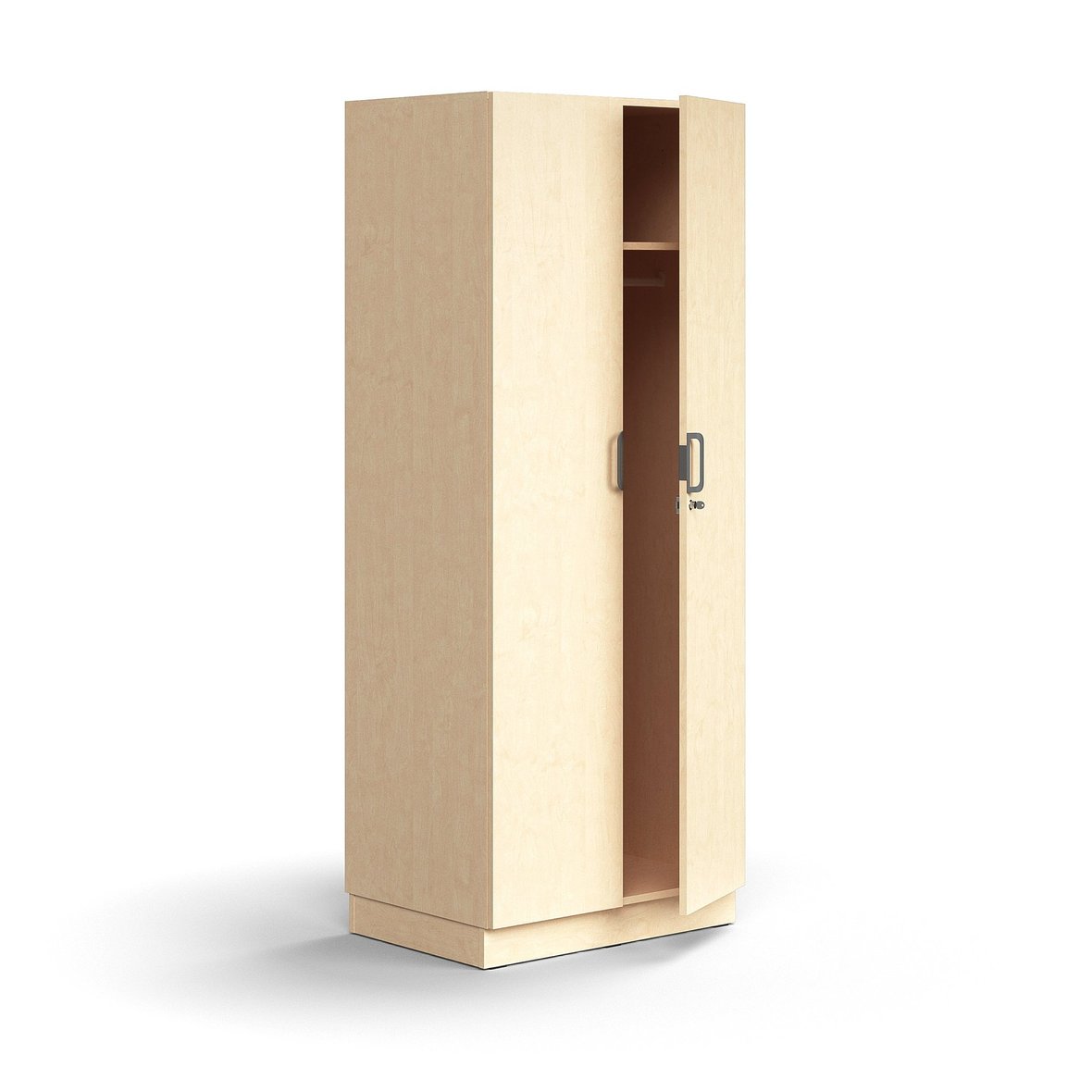 Lockable wardrobe QBUS, with clothes rail, base frame, 2020x800x570 mm ...