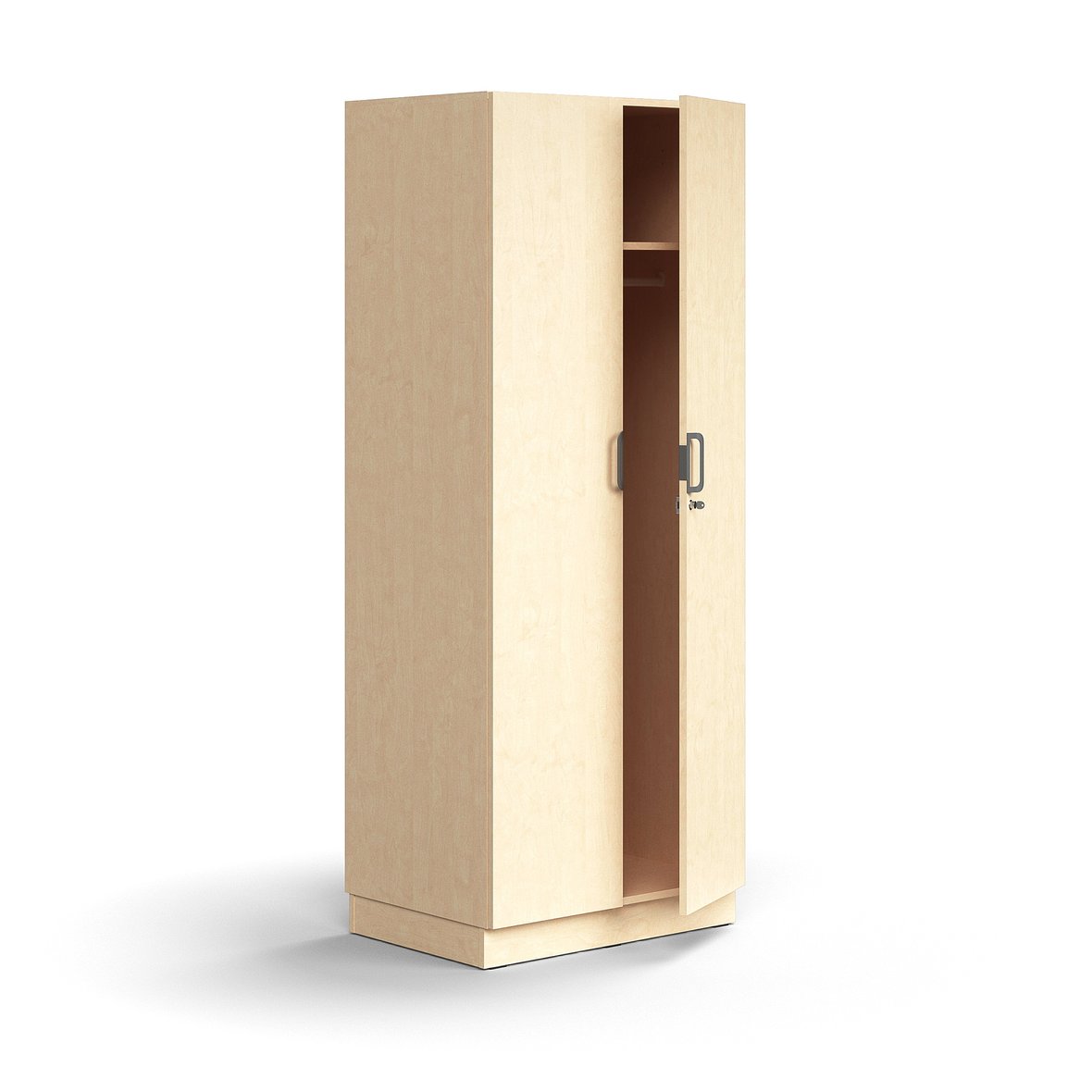Lockable wardrobe QBUS, with clothes rail, base frame, 2020x800x570 mm ...