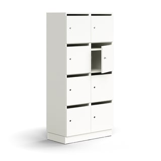 Post and personal storage locker QBUS, 8 comps, base frame, 1636x800x420 mm, white