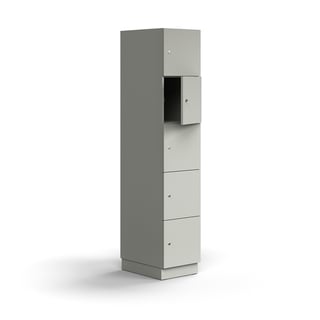 Compartment locker QBUS, 5 comps, base frame, 2020x400x570 mm, light grey