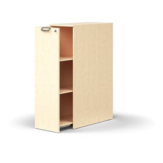 Lockable side cabinet QBUS, left-hand incl. handle, 1250x400x800 mm, birch
