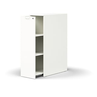 Lockable side cabinet QBUS, left-hand incl. handle, 1250x400x800 mm, white