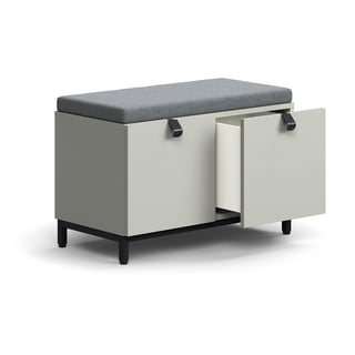 Sittmöbel QBUS, med grå dyna, 2 lådor, benstativ, handtag, 534x800x420 mm, svart, ljusgrå