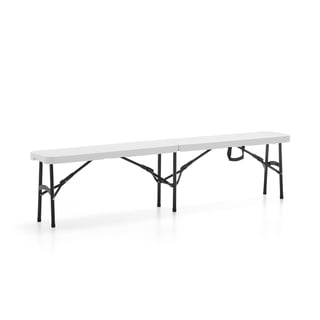 Plastic folding bench KLARA, 1830x280x440 mm, white, black