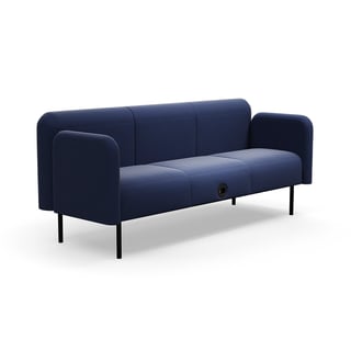 Sofa VARIETY, 3-personers, med USB-stik, stof Pod CS, marineblå